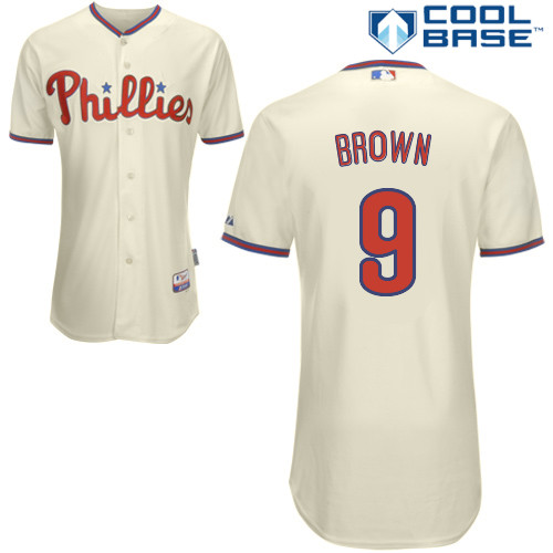 Domonic Brown #9 Youth Baseball Jersey-Philadelphia Phillies Authentic Alternate White Cool Base Home MLB Jersey